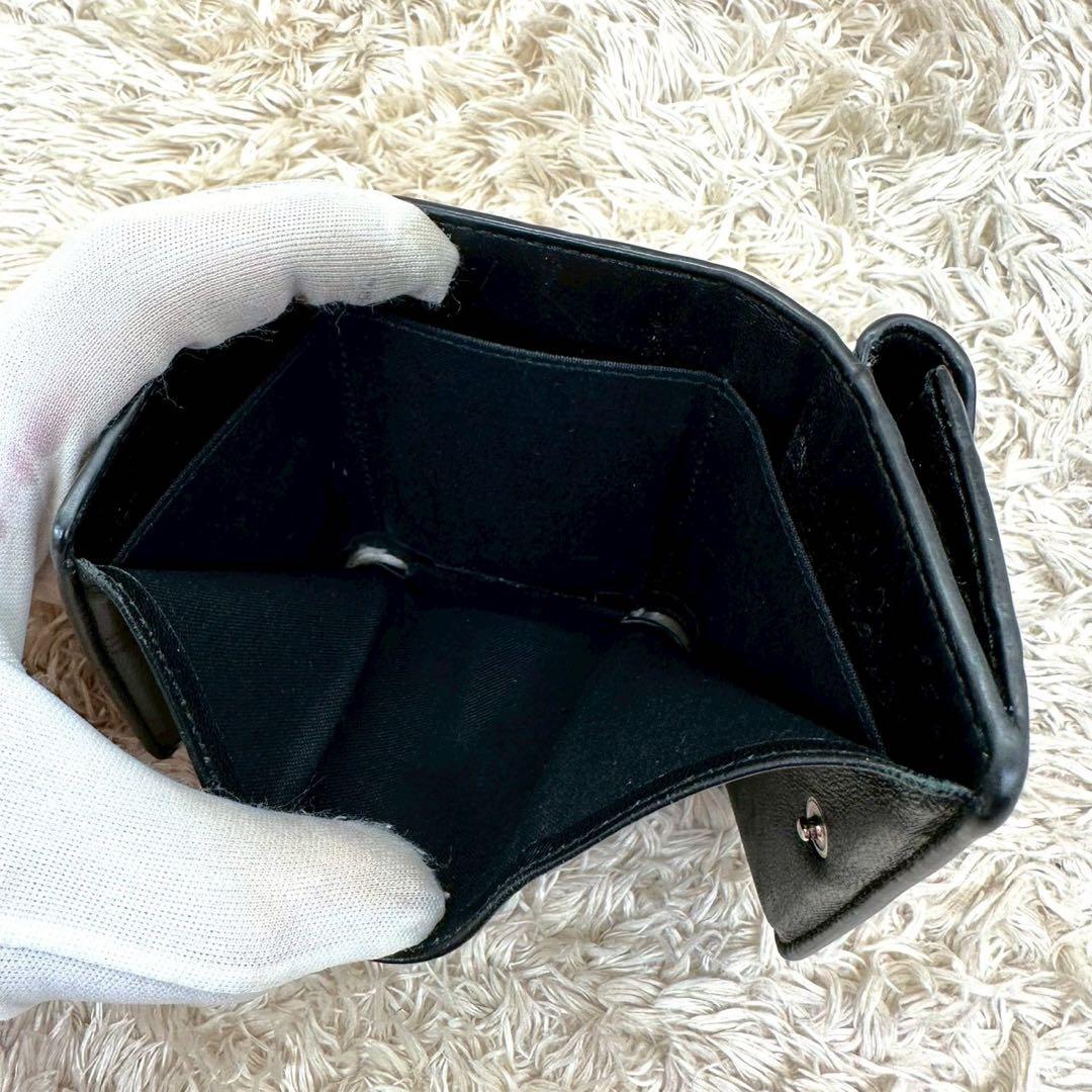 【美品】バレンシアガ 三つ折財布 ブラック クロコ ペーパーミニウォレット