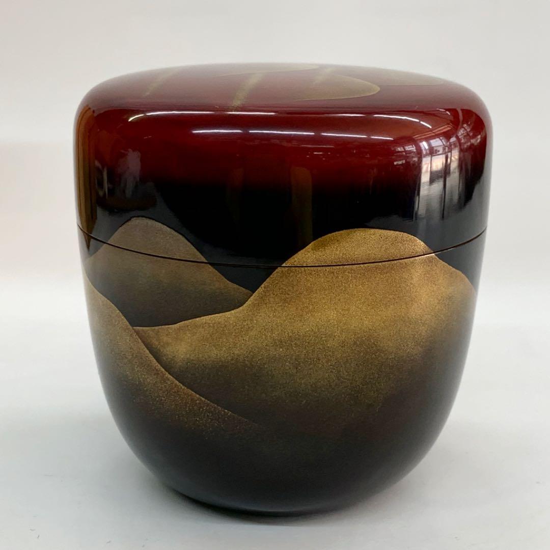 【棗　遠山蒔絵　梨地】新井宗賀　共箱