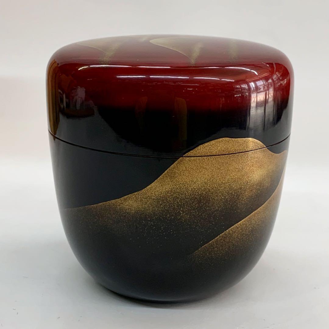 【棗　遠山蒔絵　梨地】新井宗賀　共箱