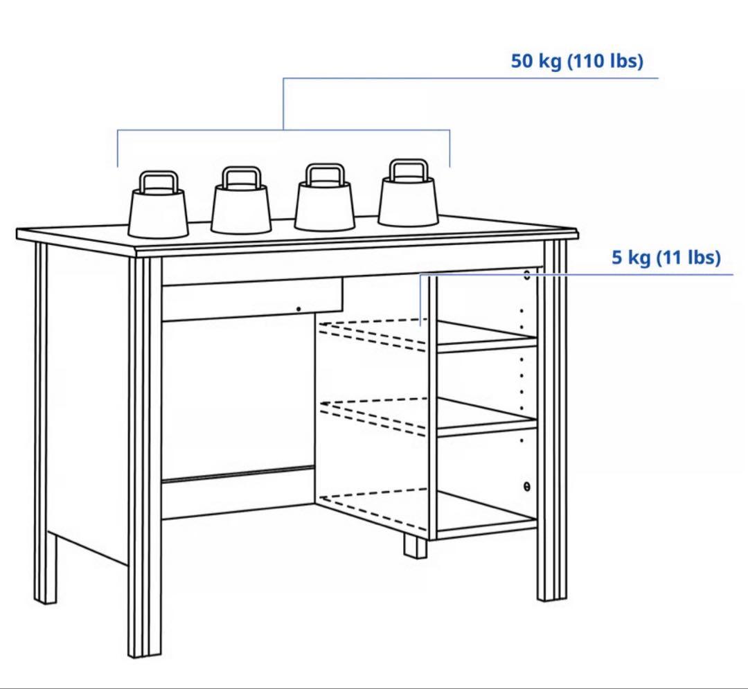 【IKEA】 ブルサリ デスク ホワイト