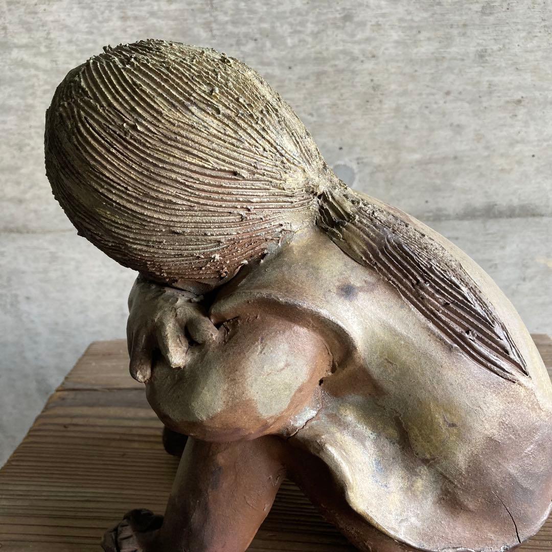 わらべ 童子 子供 像 陶器 陶芸 彫刻 置物 工芸品 和風 オブジェ レトロ