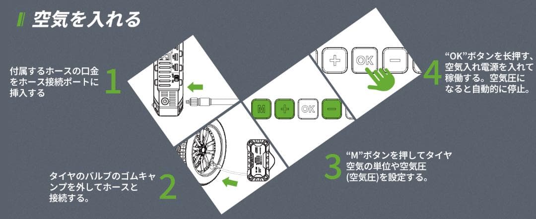 AIMAPOW ジャンプスターター 空気入れ 8000A 160PSI