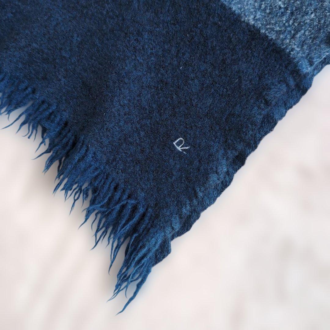 45R インドメリノカシミヤ 絣タータン ネイビー インディゴ