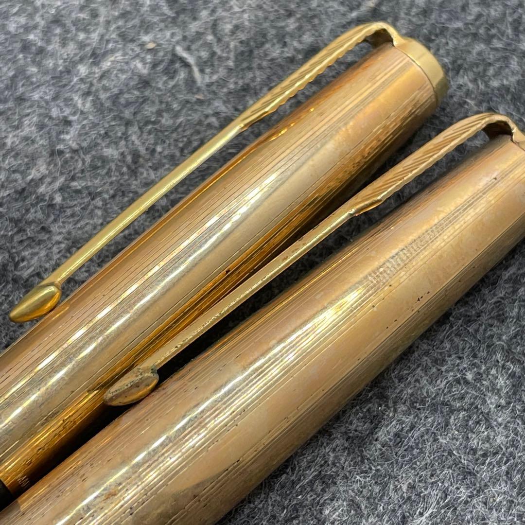 PE963□2本セット パーカー61 万年筆 ボールペン 金張りキャップ レア