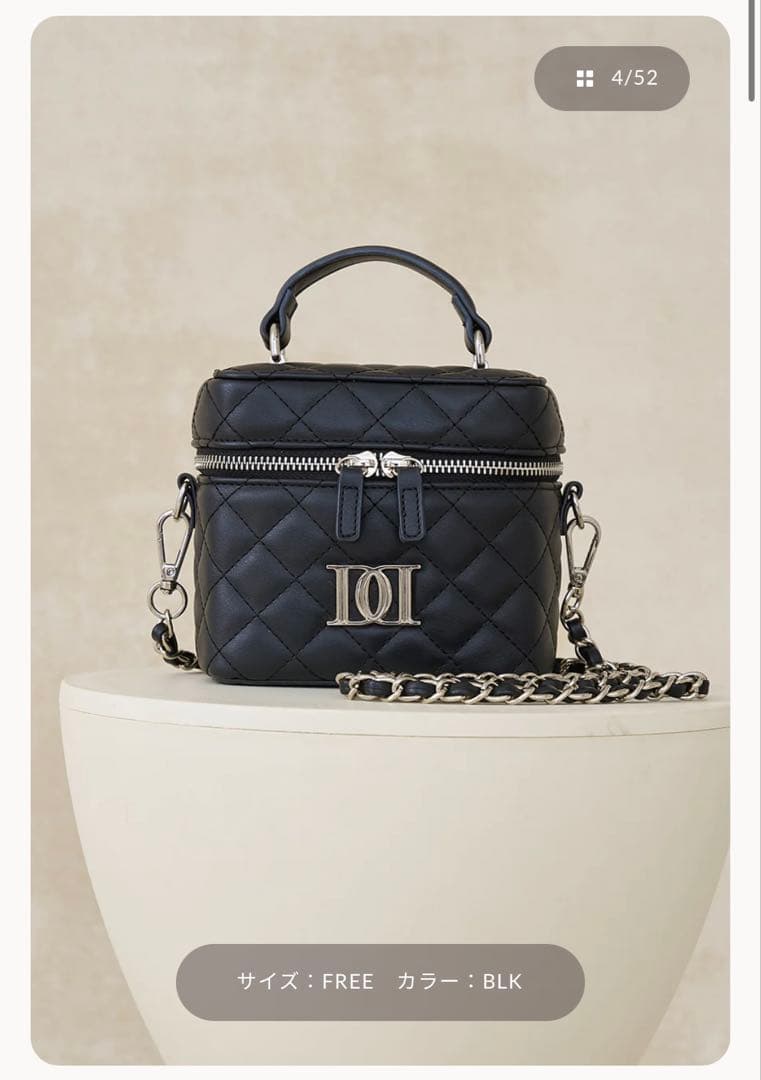 ダーリッチ/キルティングスクエアミニバッグ/シルバーパーツ