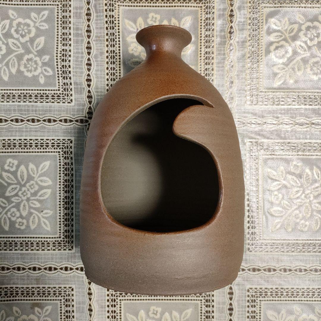 越前たいら窯　第八代藤田重良右衛門造『伝承窯印 +　花入』ウコン布、共箱、栞付