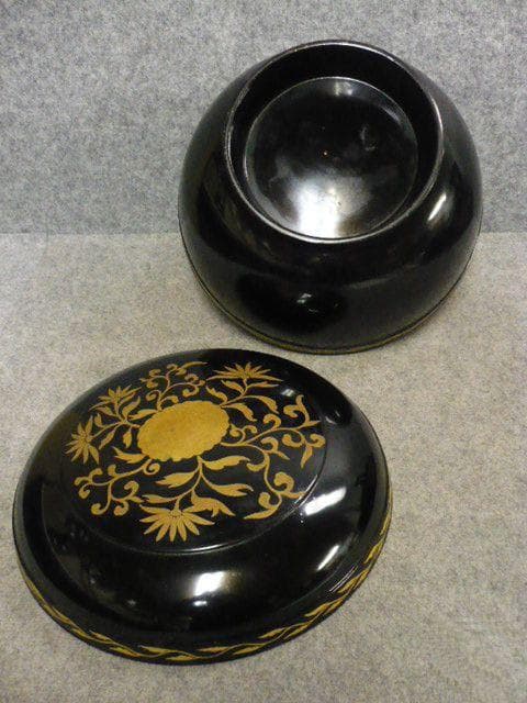 黒塗 蒔絵 菊唐草図 飯櫃 [B31520]