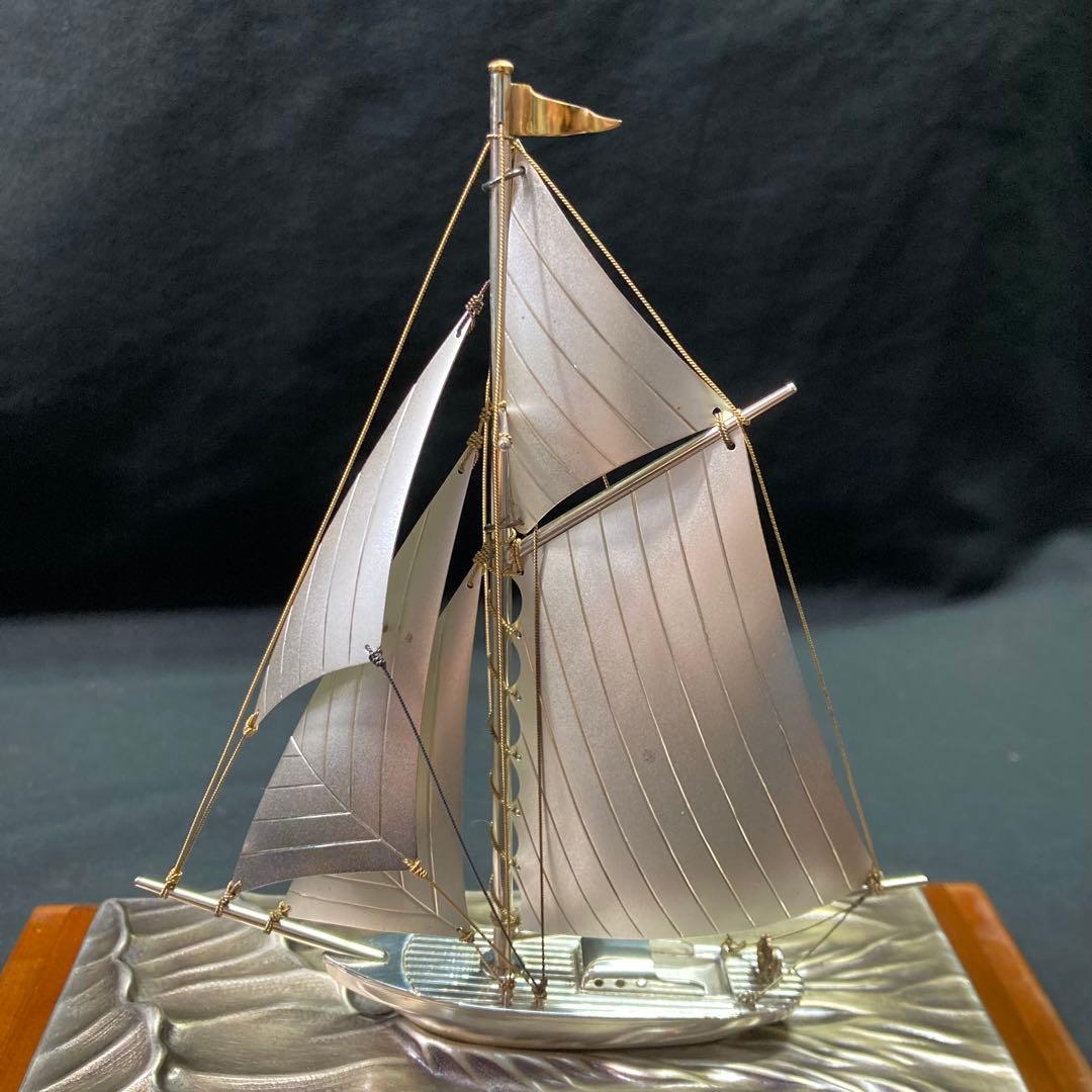 銀工芸品 帆船 ヨット置物 スターリングシルバー960
