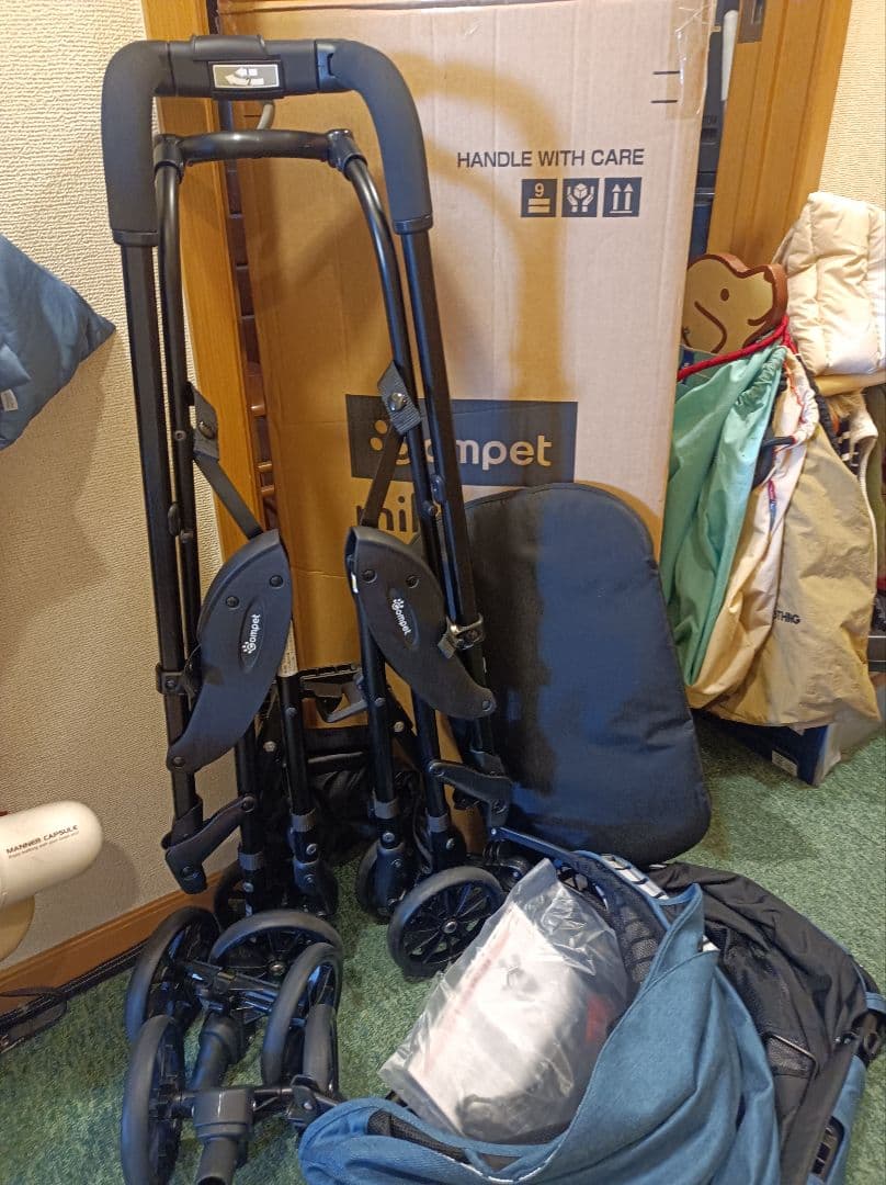 超美品 人気コムペット ミリミリEGロングD デニム 軽量ペットカート② 分離式