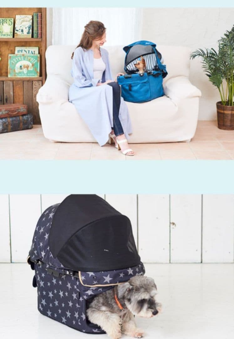 超美品 人気コムペット ミリミリEGロングD デニム 軽量ペットカート② 分離式