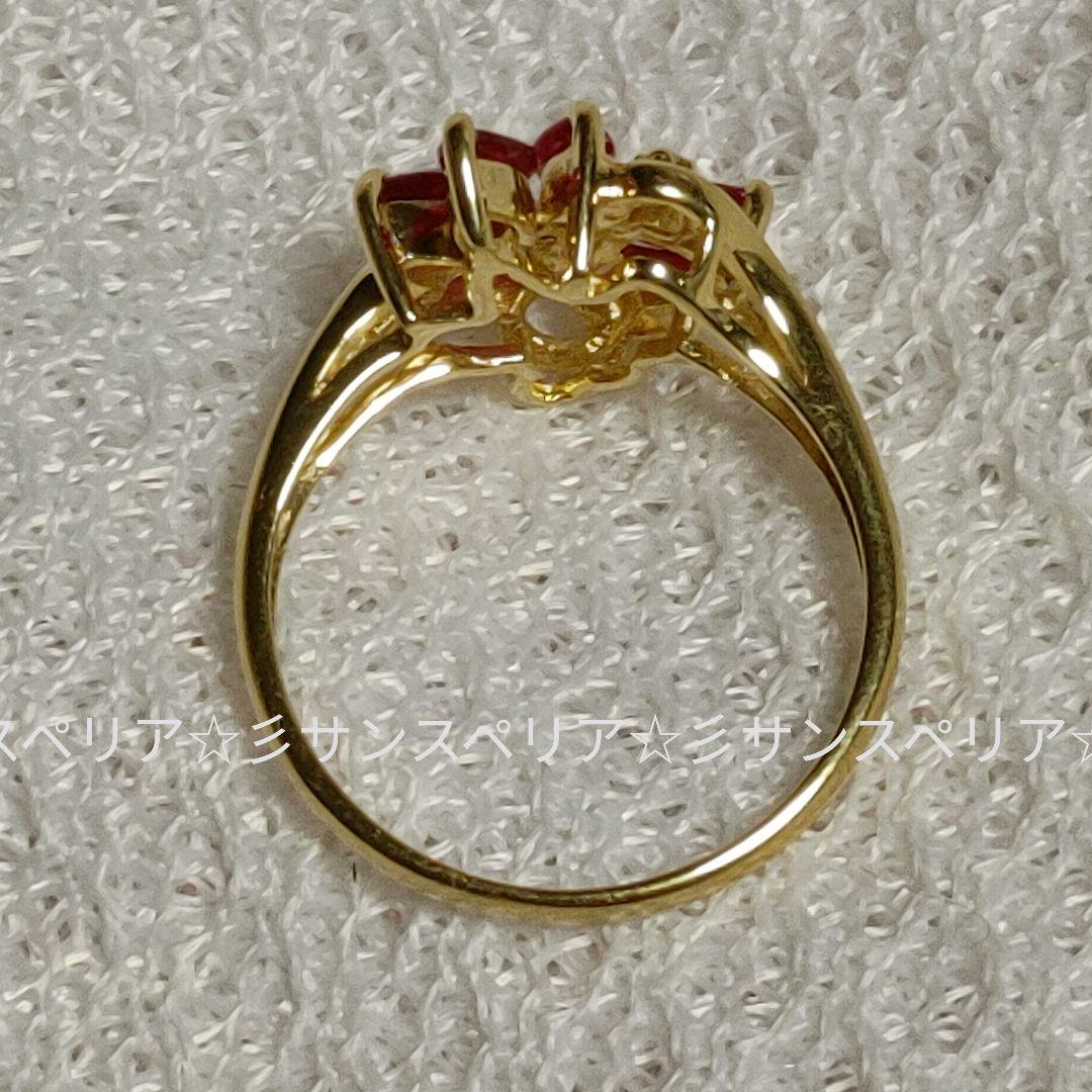 K18 ルビー0.89ctクラスターデザインリング