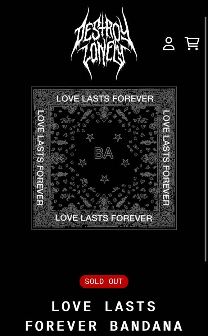 DESTROY LONELY LOVE LASTS FOREVER バンダナ