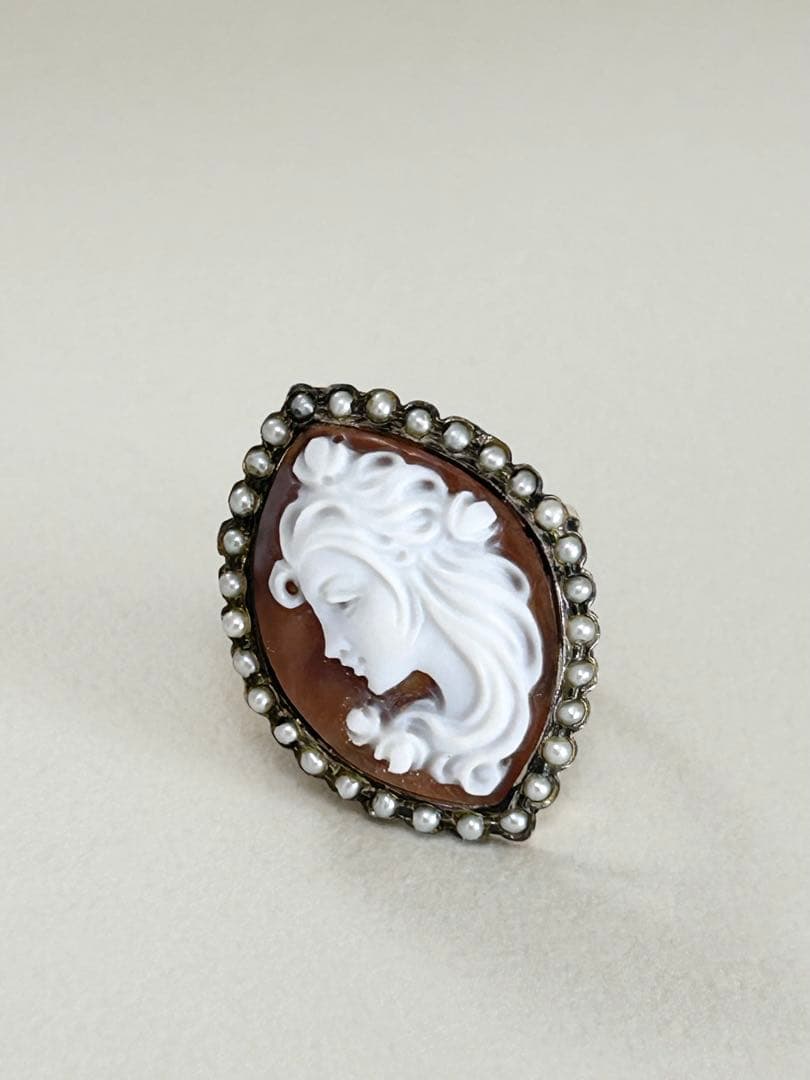 ⭐︎週末びっくりお値下げ⭐︎イタリア製カメオ　ハッピー女神横顔リング（K14）