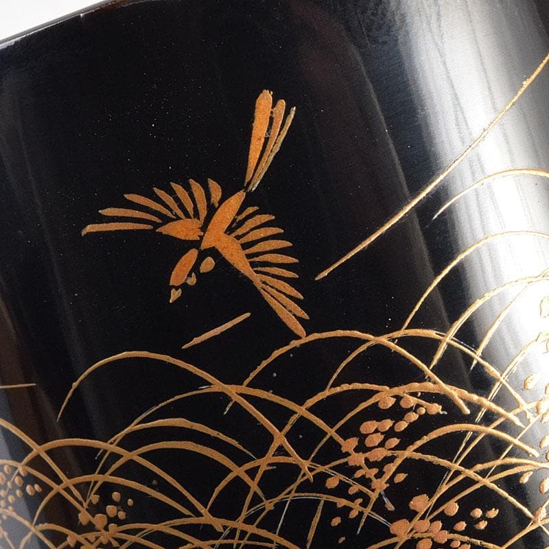 茶道具　中林星山作　秋草鳥蒔絵　茶器　共箱　V　8364