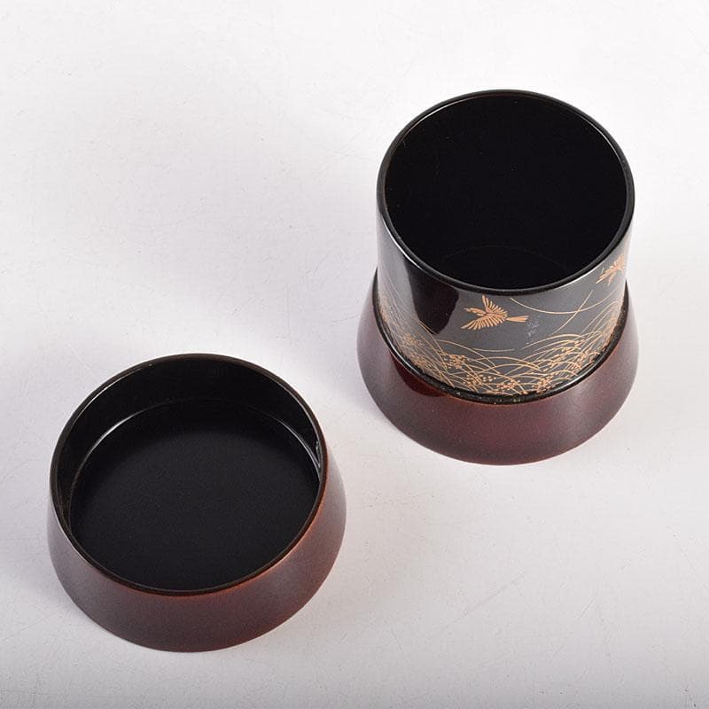 茶道具　中林星山作　秋草鳥蒔絵　茶器　共箱　V　8364