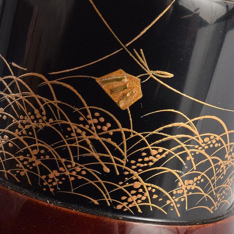 茶道具　中林星山作　秋草鳥蒔絵　茶器　共箱　V　8364