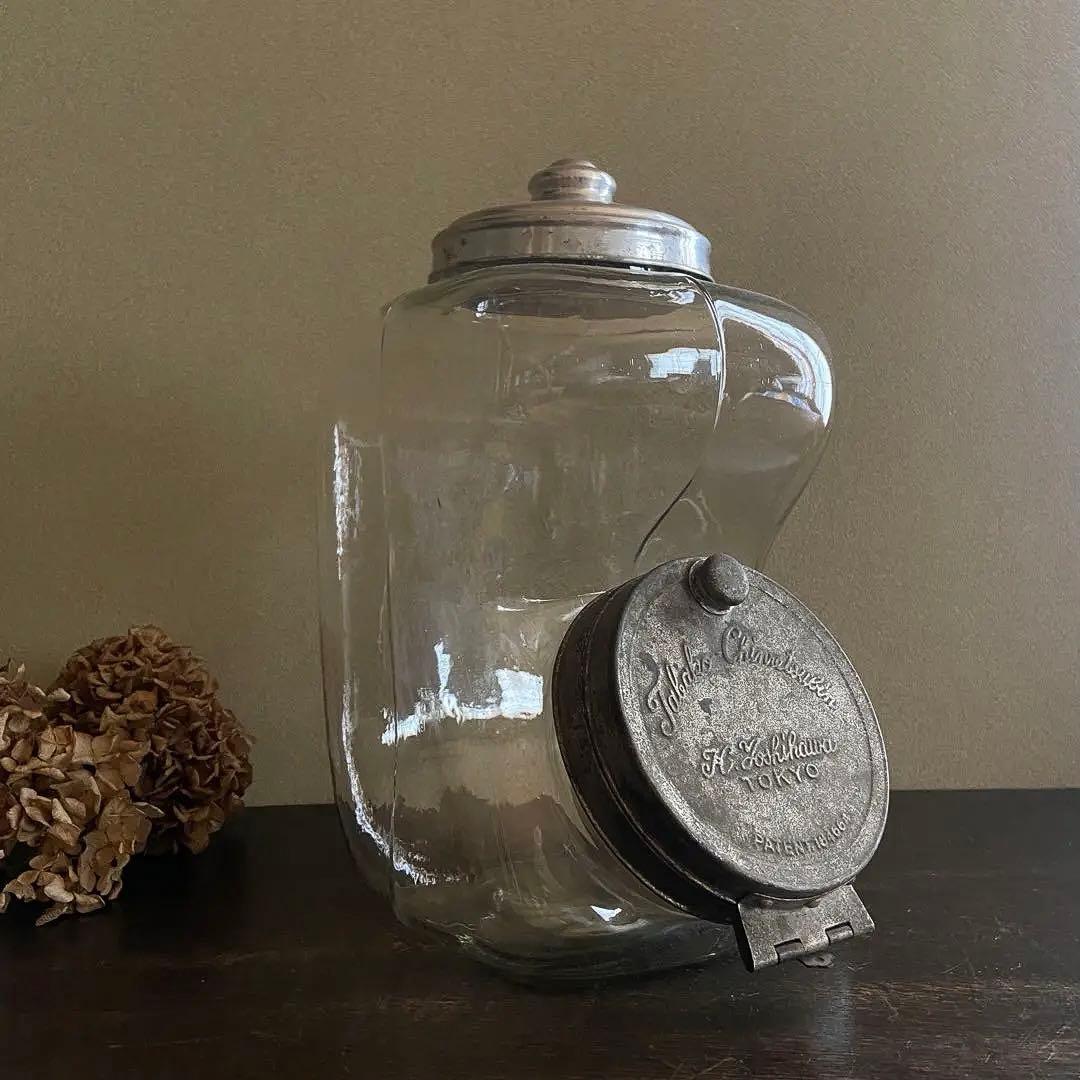 アンティーク　ガラス瓶　口付瓶　レトロガラス　店舗什器　当時物