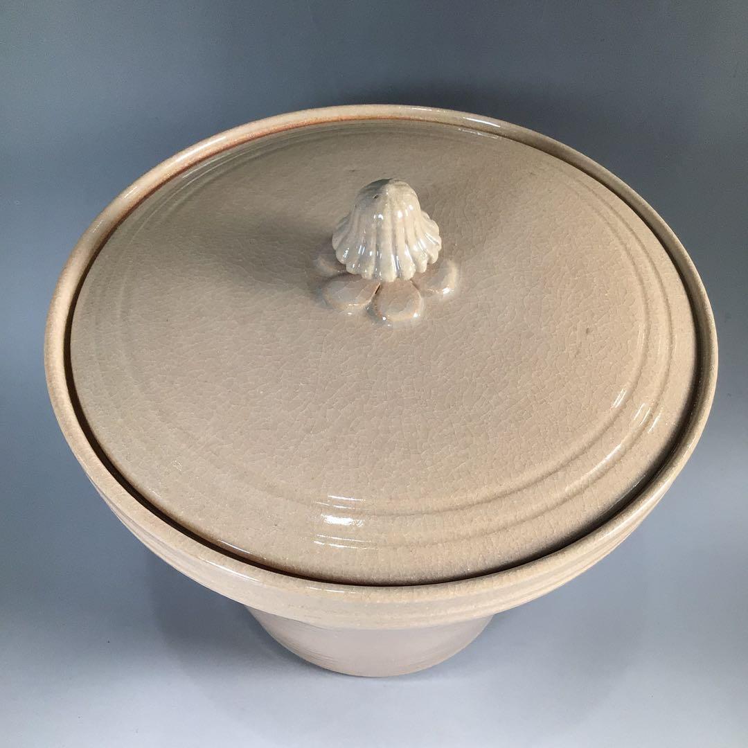 Ｎ１６４　水指　『宮島焼』『川原圭斎造』『広口水指』　共箱　茶道具