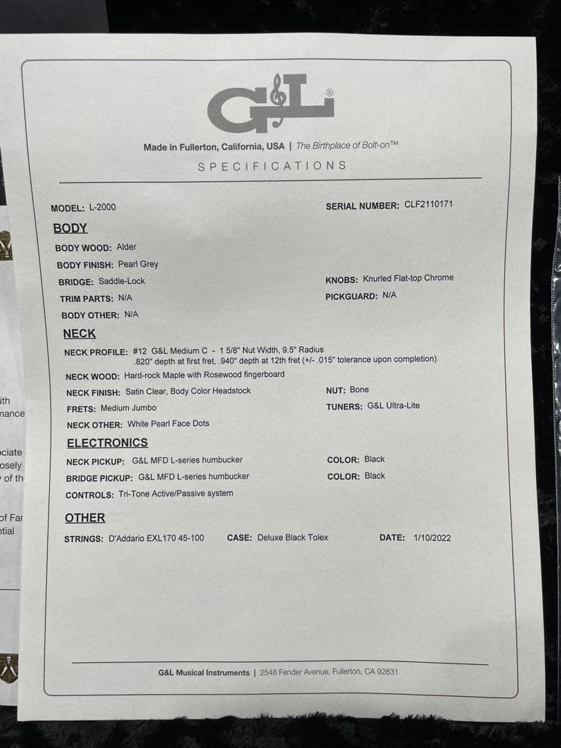 ベース G&L L2000 USA