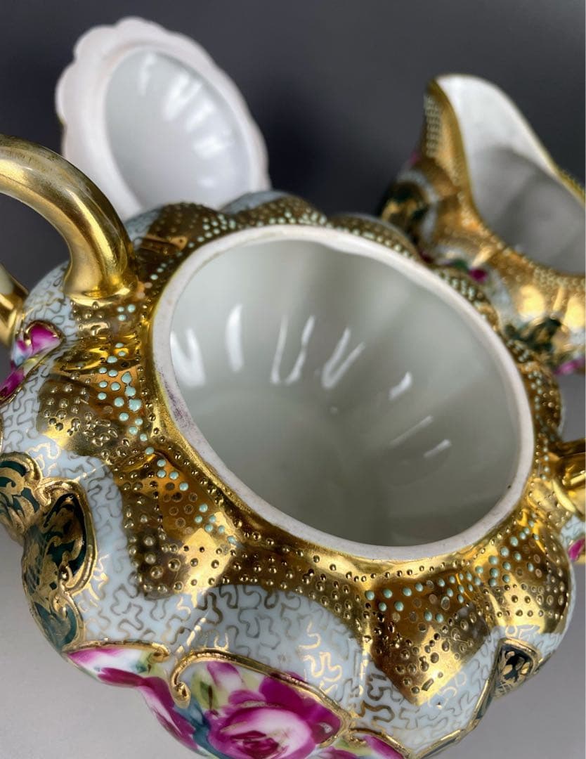 【専用】オールドノリタケ 薔薇紋 ビード盛り シュガーボウル クリーマー