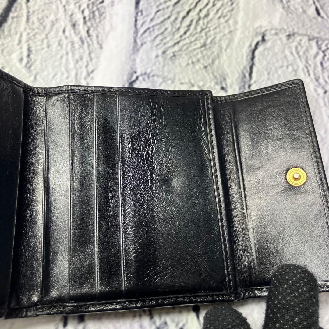 セリーヌ✨がま口 黒マカダム PVC レザー 本革 三つ折り財布