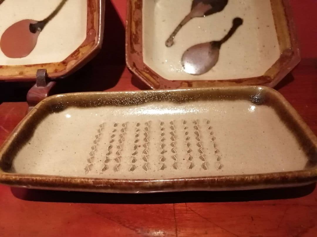 【最終価格】佐久間藤太郎・作　茄子文皿3枚、おろし文皿2枚