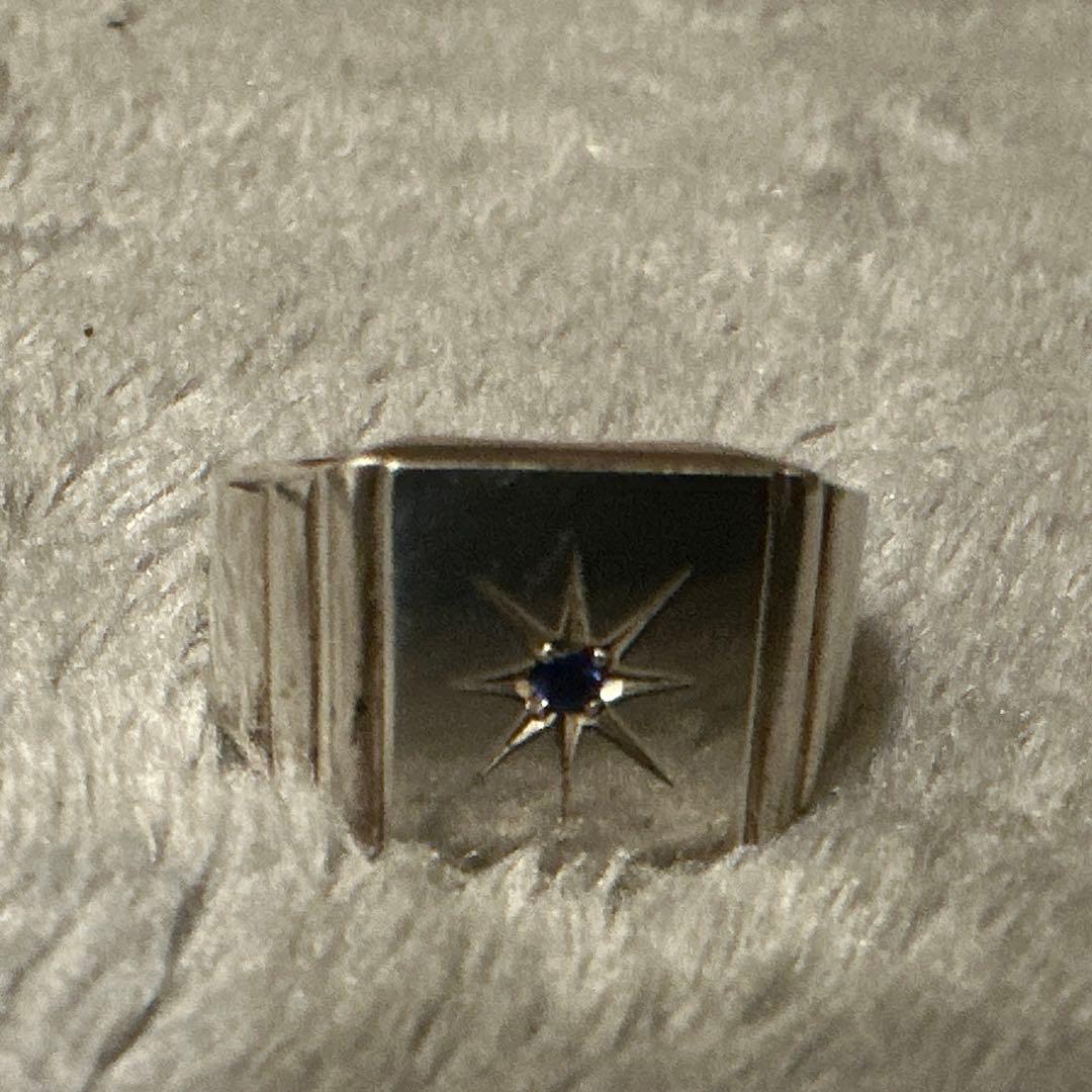 e.m シルバーの印台リング　サファイア付き