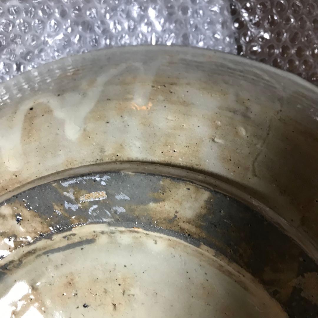 大皿　アンティーク　山上憲一　粉引貼草文大皿　直径41.5ｃｍ