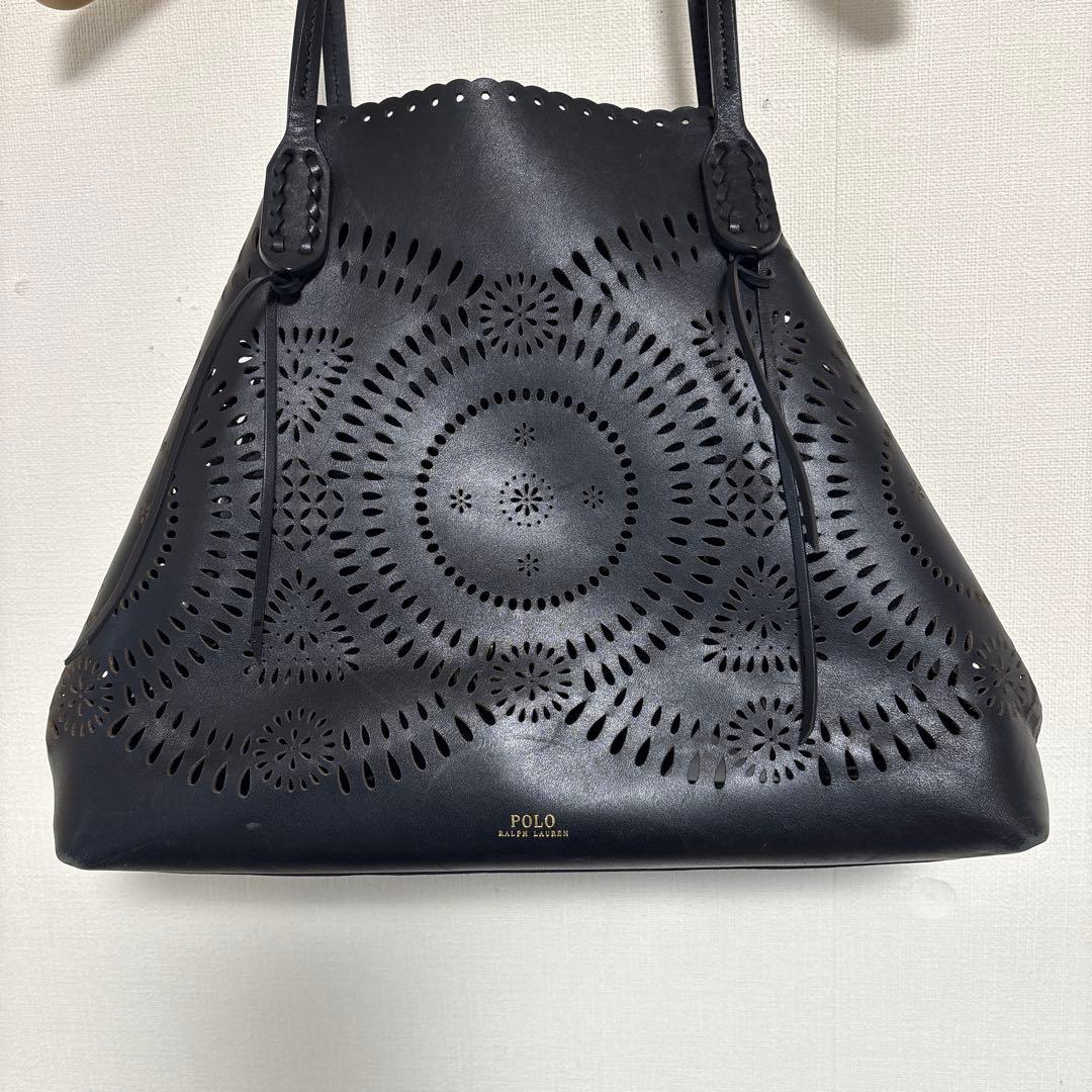 POLO ラルフローレン ブラック レザーバッグ