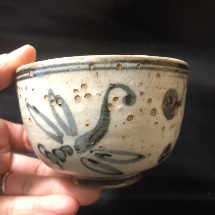 蔵からかなり古そうなトンボの絵付けの陶器が出てきた。茶道具、抹茶茶碗？　古美術品