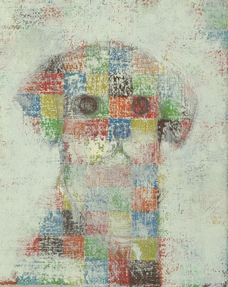 油絵 菅家令子 絵 絵画インテリア額付(銀) F4-072419 子猫犬 女の子