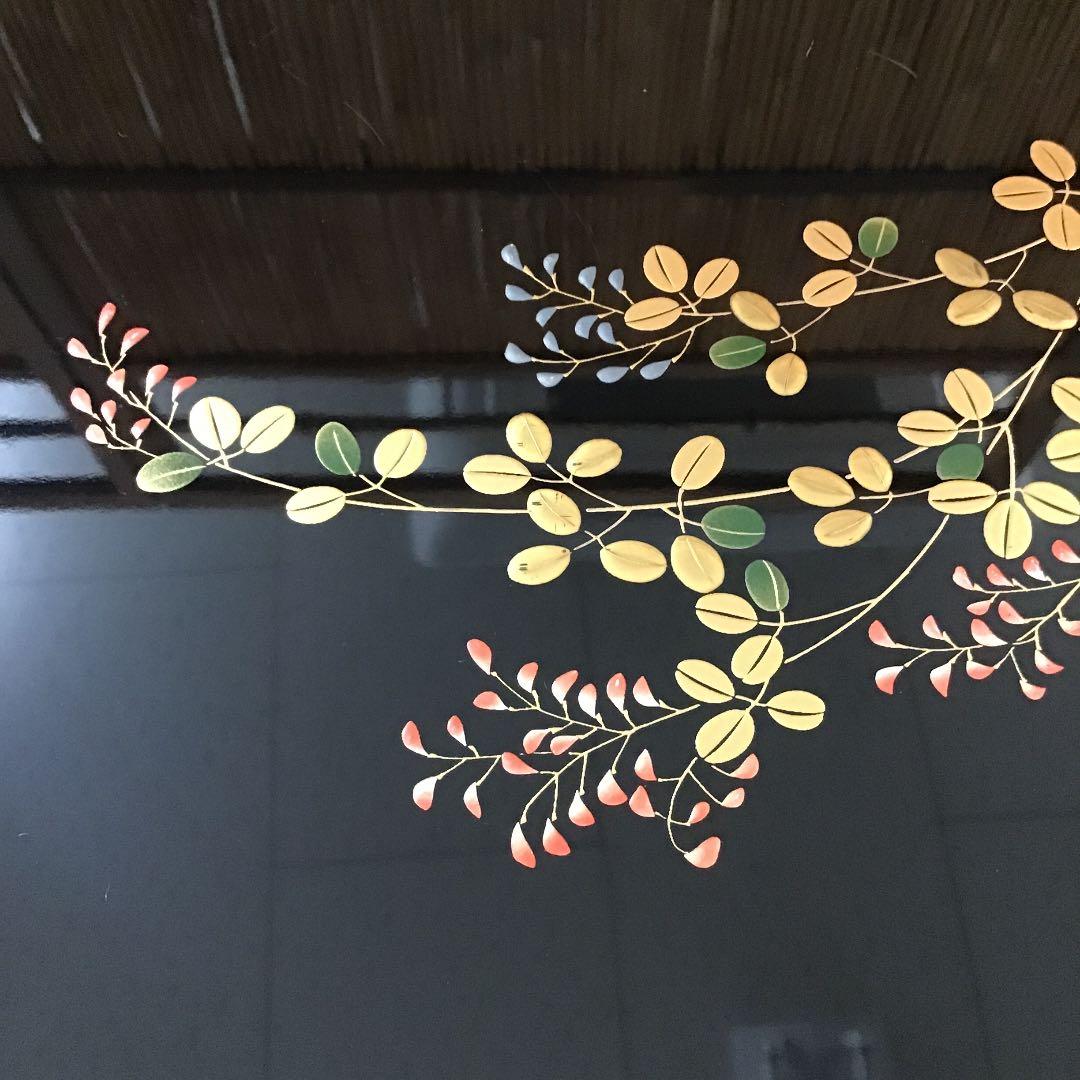 茶道具 美術漆器 お盆 萩と蝶 No422B