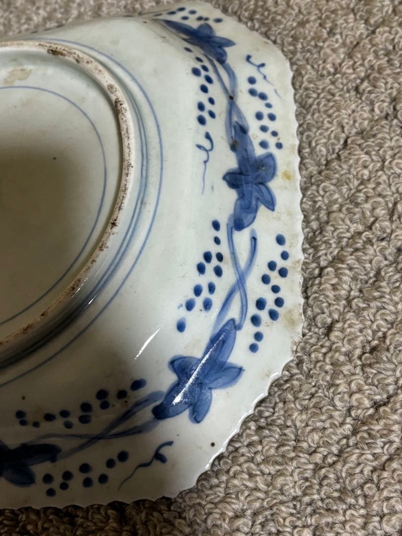 古伊万里 染付八角皿 手描き 大明成化年製 江戸時代中期 古陶磁 骨董品 美術品