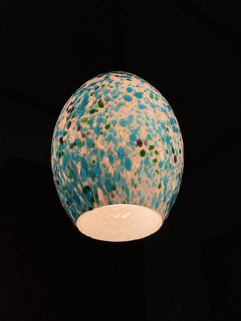 1960年代ヤマギワ・オリジナル「エッグ型ペンダントランプ」スターダストブルー