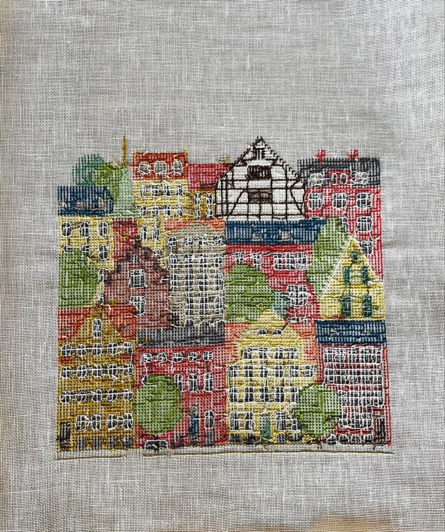 フレメクロスステッチ完成品　街並み