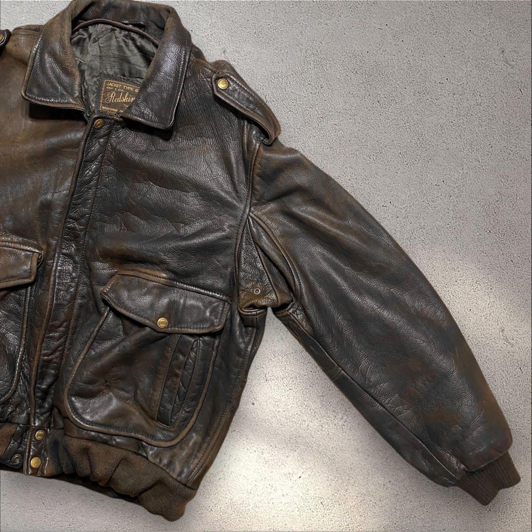 ヒロA2レザージャケットブラウンボンバージャケット短丈フライトヴィンテージ