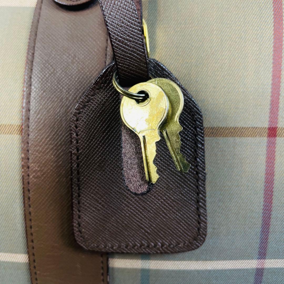 Burberrys バーバリー ボストンバッグ チェックビンテージ 南京鍵付き