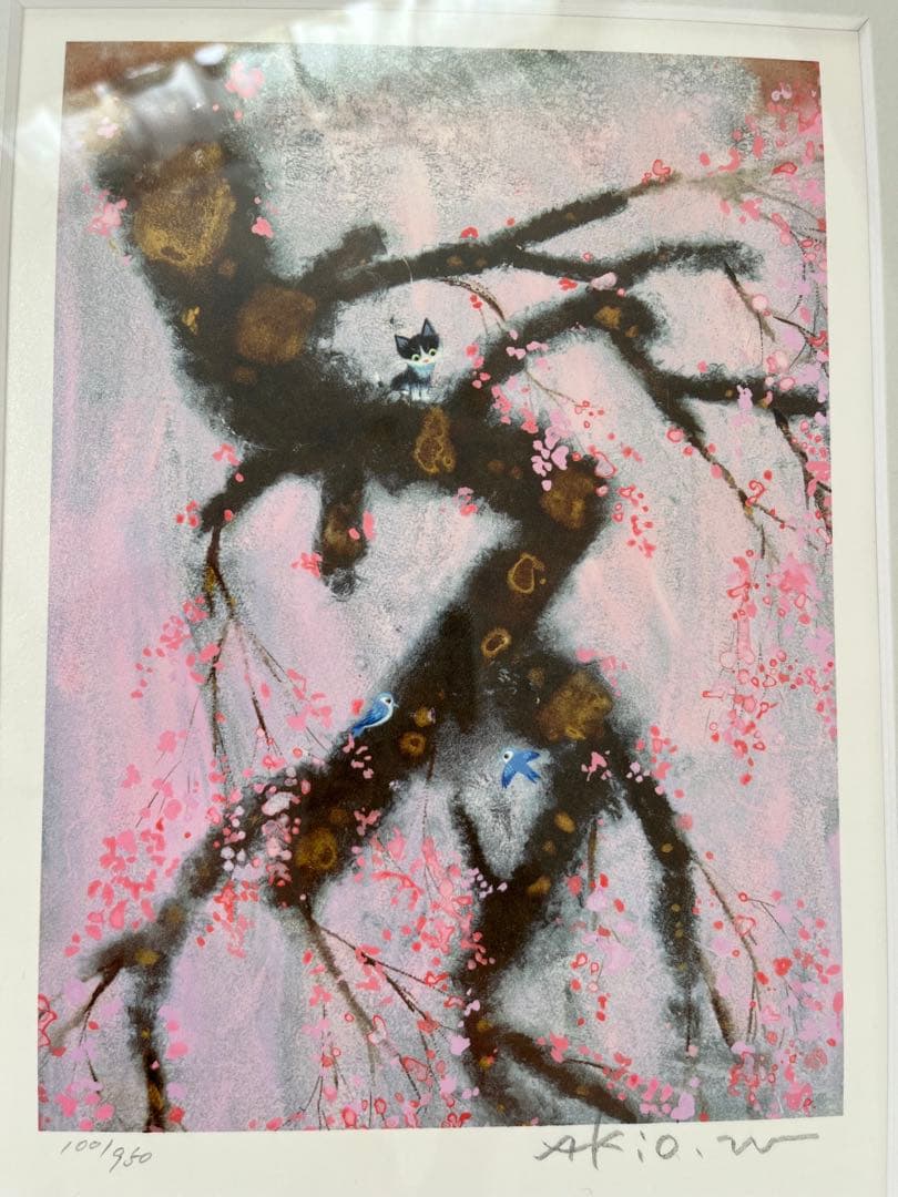 渡辺あきおさん　花模様　版画　レフグラフ