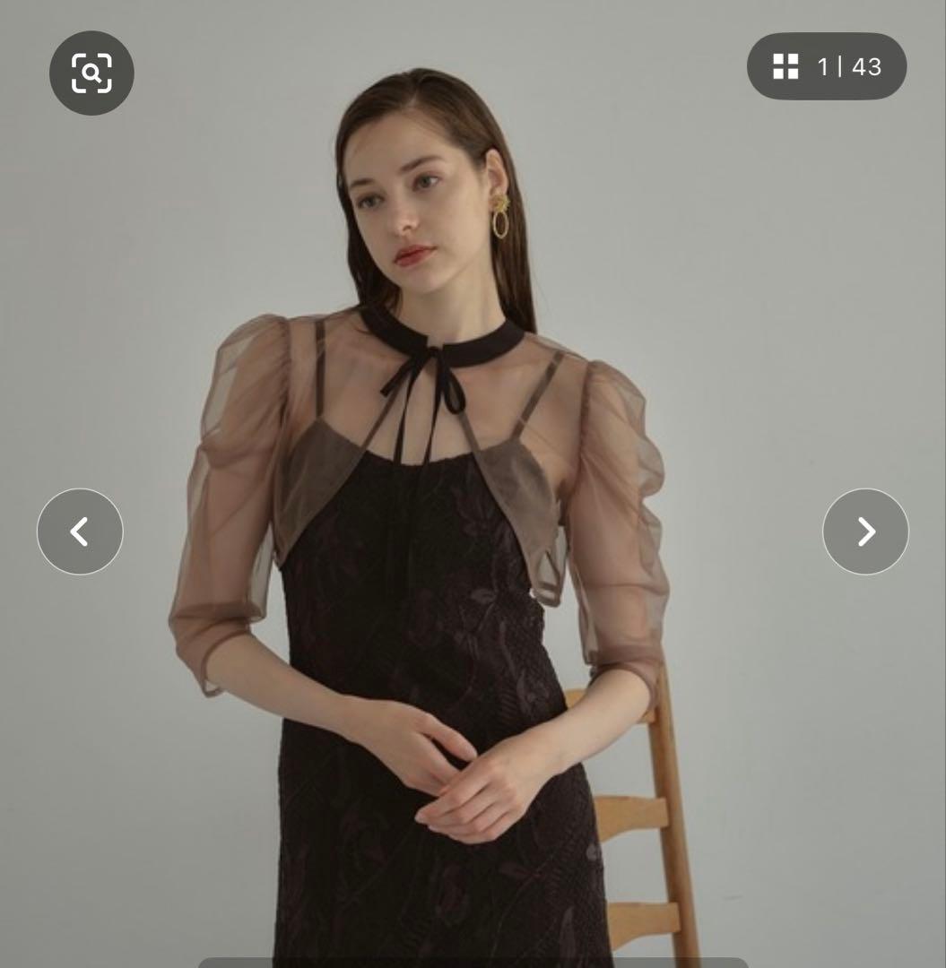 ダークブラウン パーティードレス シースルー