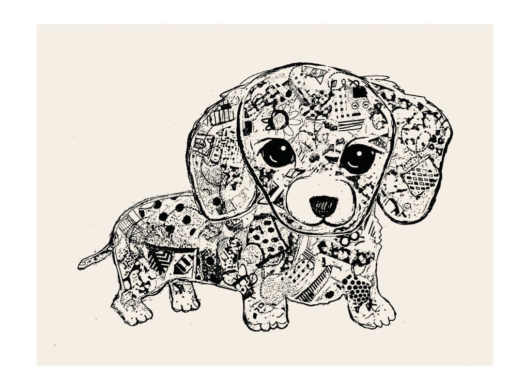 ご依頼参考作品の下図　ダックスフント