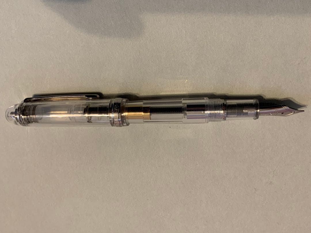 プラチナ３７７６　クリア 万年筆 金メッキペン先