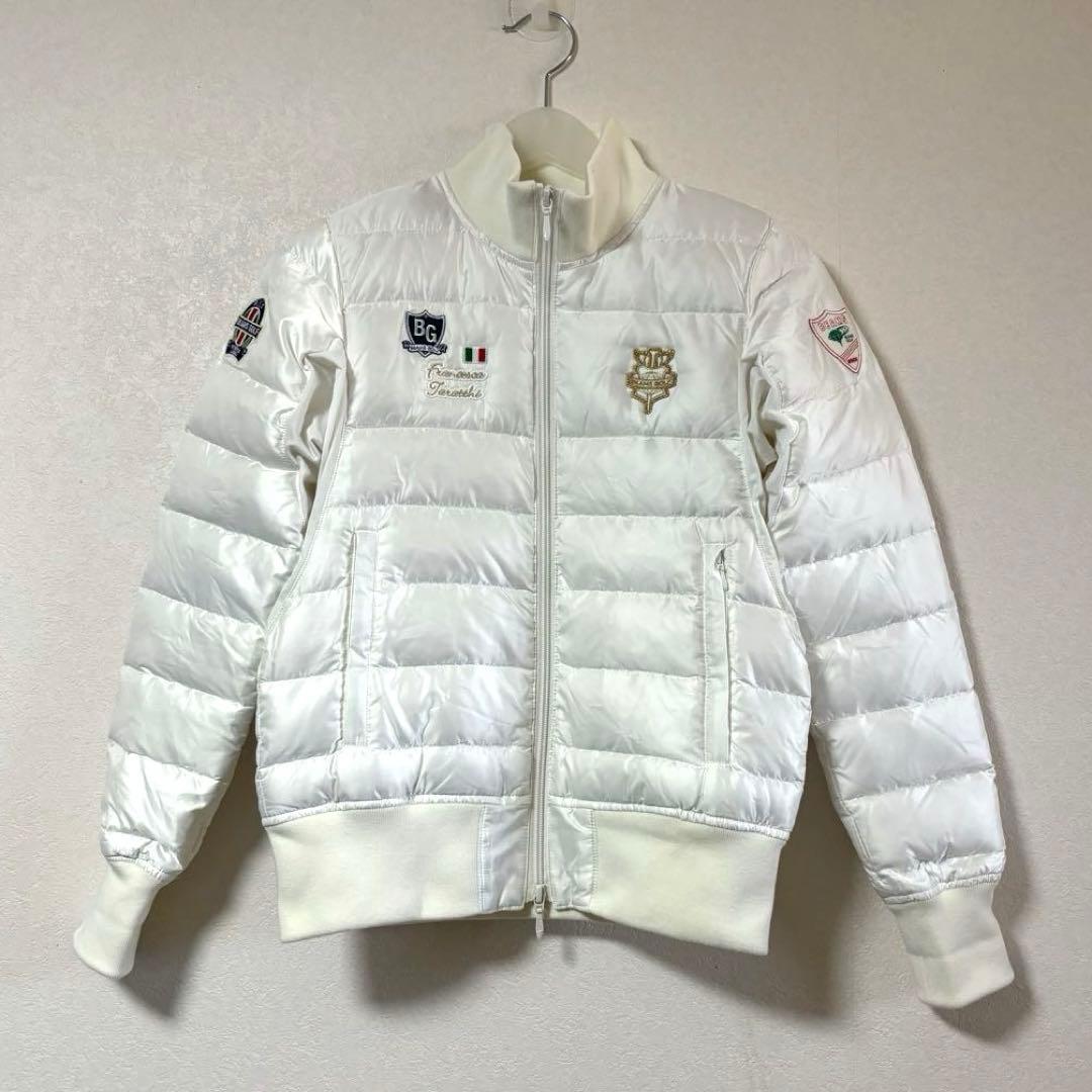 BEAMS GOLF ダウンジャケット　ホワイト　ロゴ　刺繍　S
