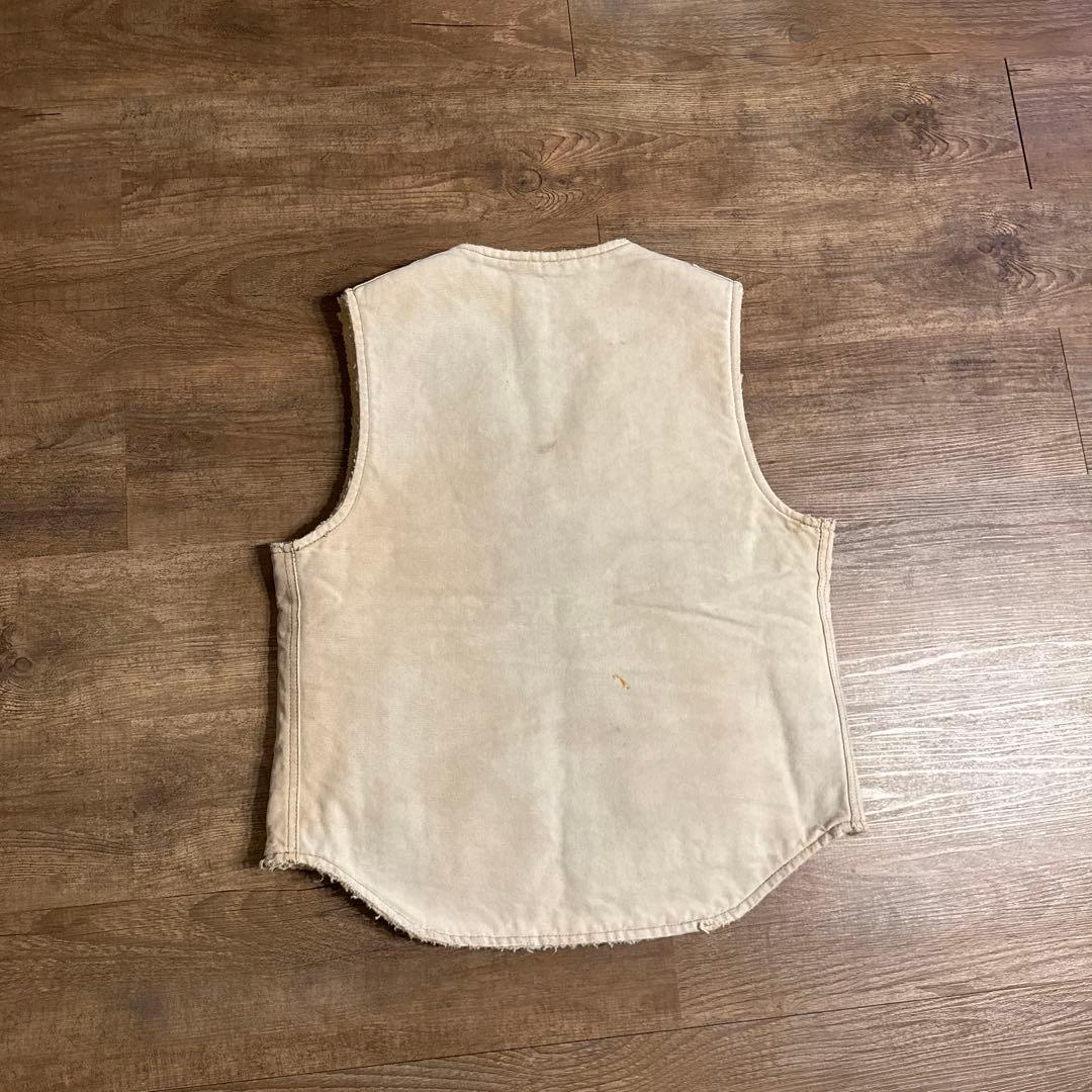 90s USA製 カーハート ダックベスト 雰囲気抜群 アイボリー ベージュ