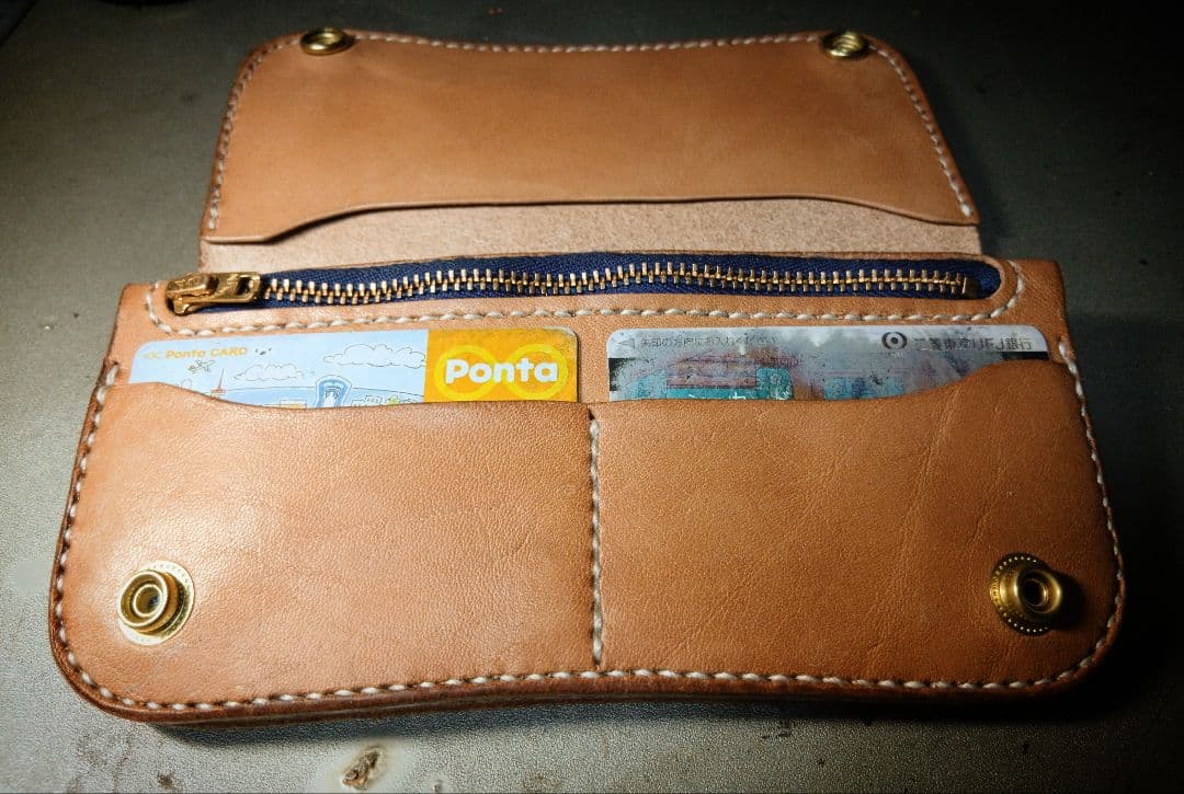 た*か様 ハーマンオーク サドルレザー ロングトラッカーウォレット 経年変化 ス