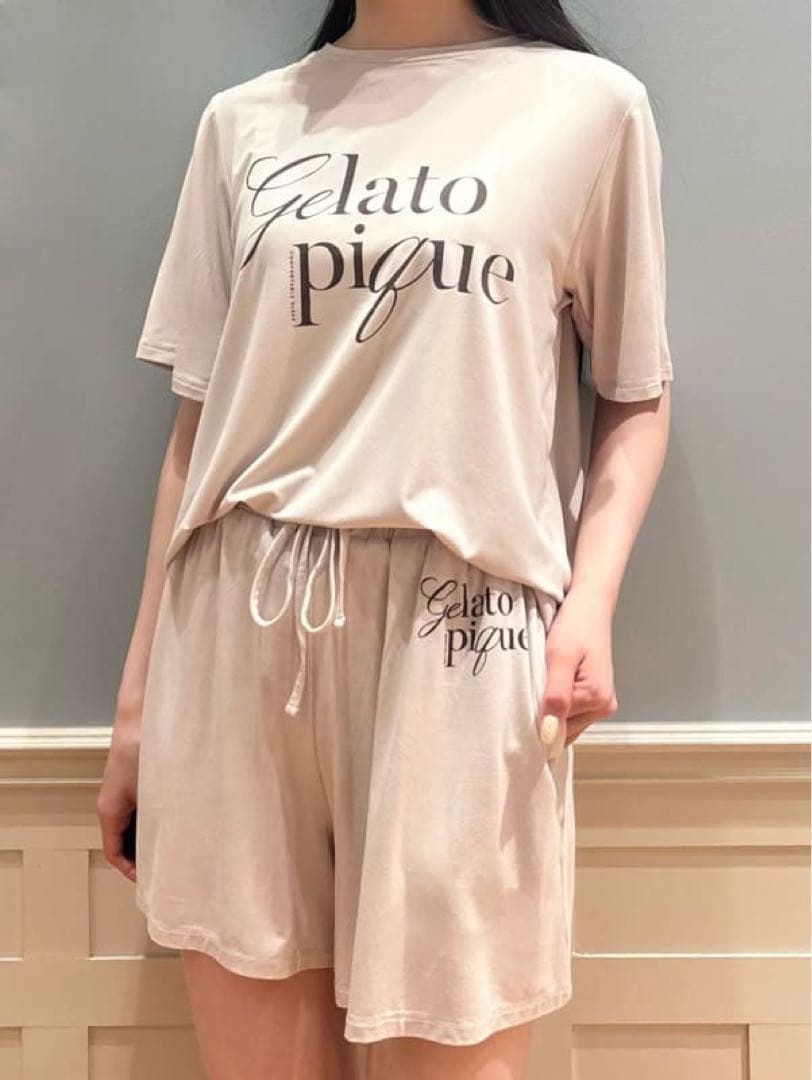 ジェラートピケ ジェラピケ 【接触冷感】レーヨンロゴTシャツ ショートパンツ