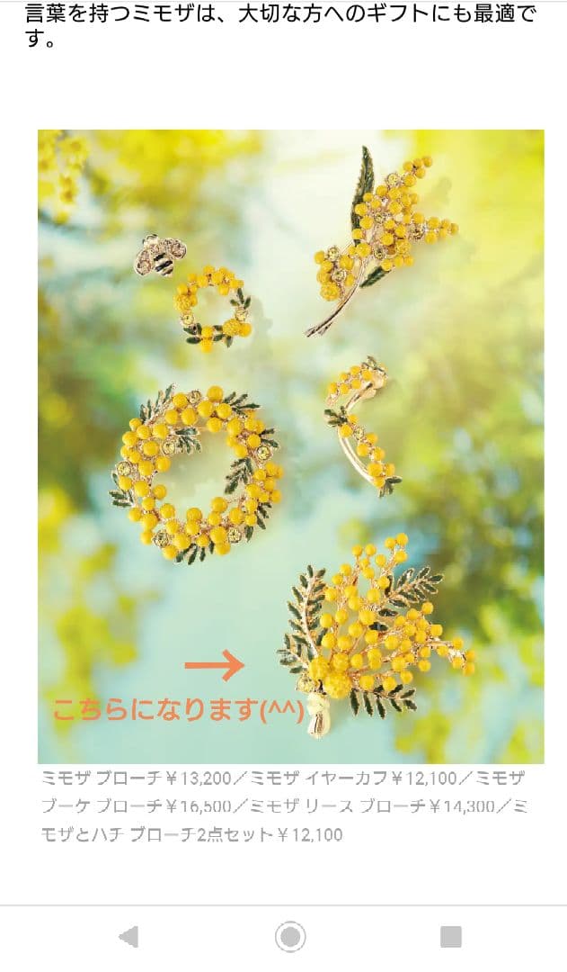 ヴァンドームブティック　ミモザ　ブローチ