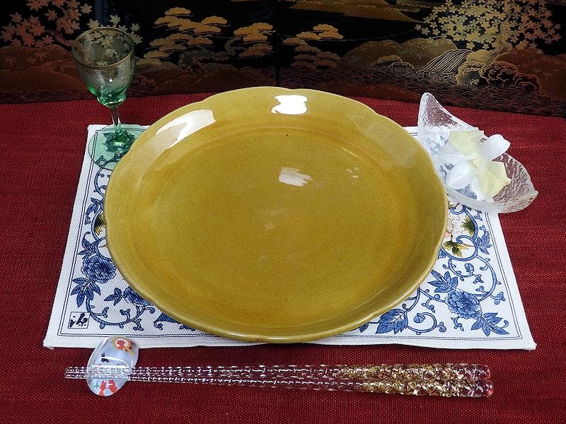 珉平焼　淡路焼　７寸半皿　E699AS-CRu