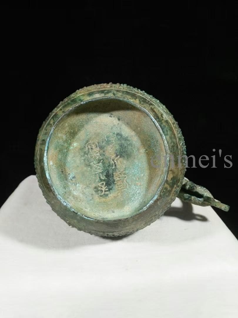 中国古美術 【戦国青銅器 鳥蓋瓠壺】青銅禮器 酒器 唐物 古玩 逸品 金工技術