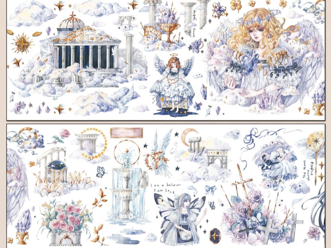 巻売 605★ 海外 マスキングテープ マステ PET 花 装飾 人物 贝壳光