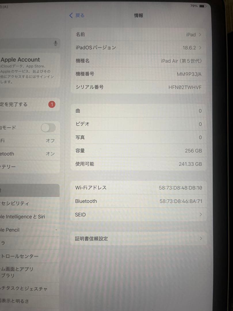 iPad Air 第5世代　Wi-Fiモデル　256GB
